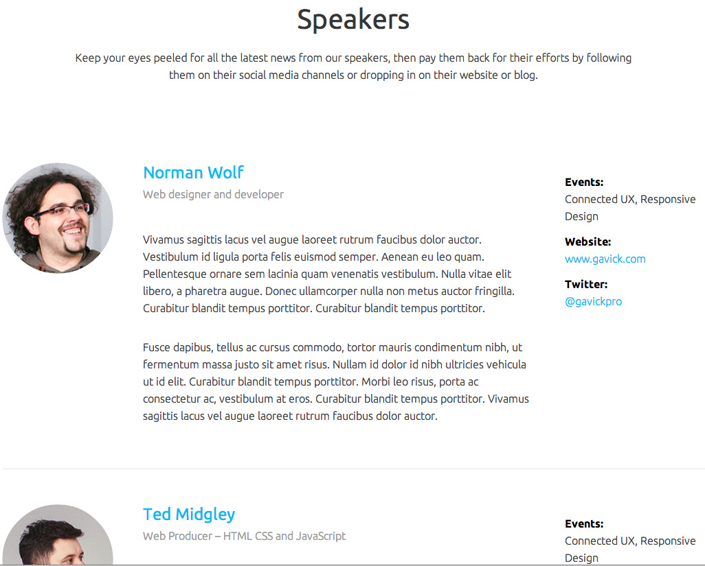 Speakers page