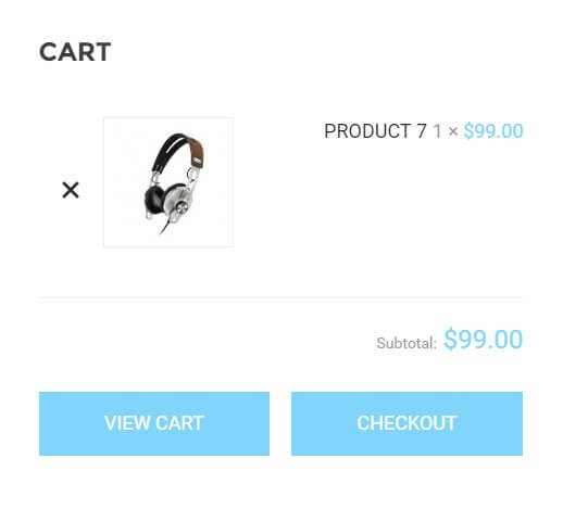 The shopping cart view in the box wordpress theme
