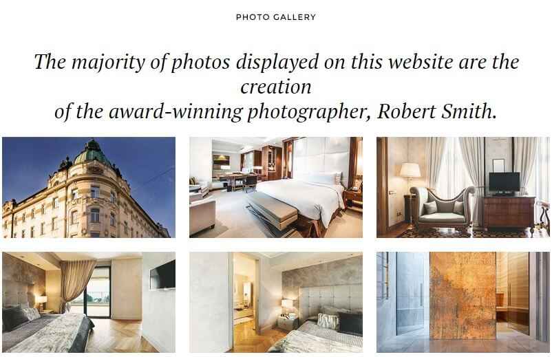 the gallery page layout in villa belluci