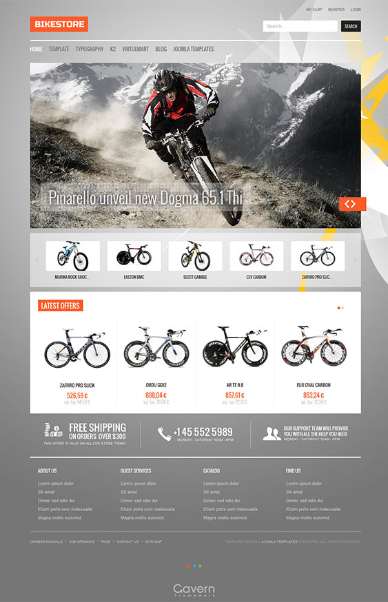 Bike Store - eCommerce Vitruemart K2 Store Joomla Template