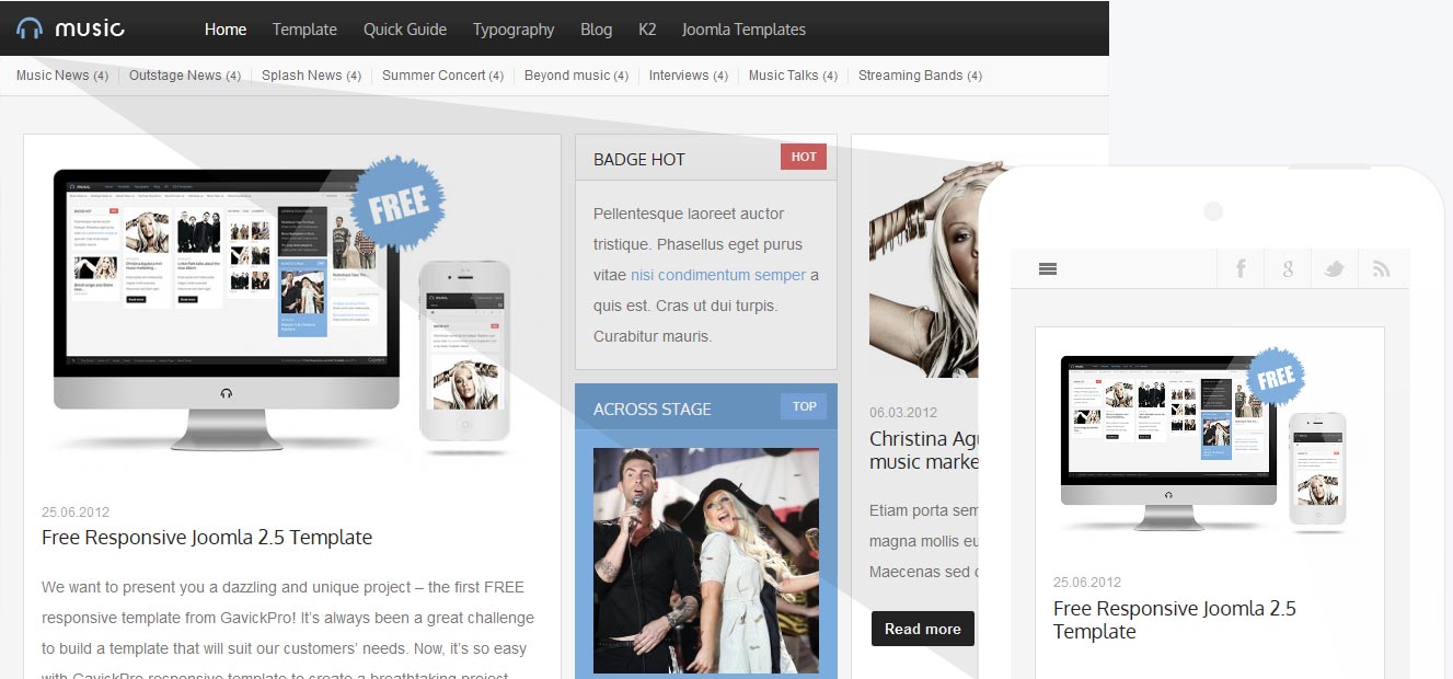 Music - Free Responsive Joomla Template
