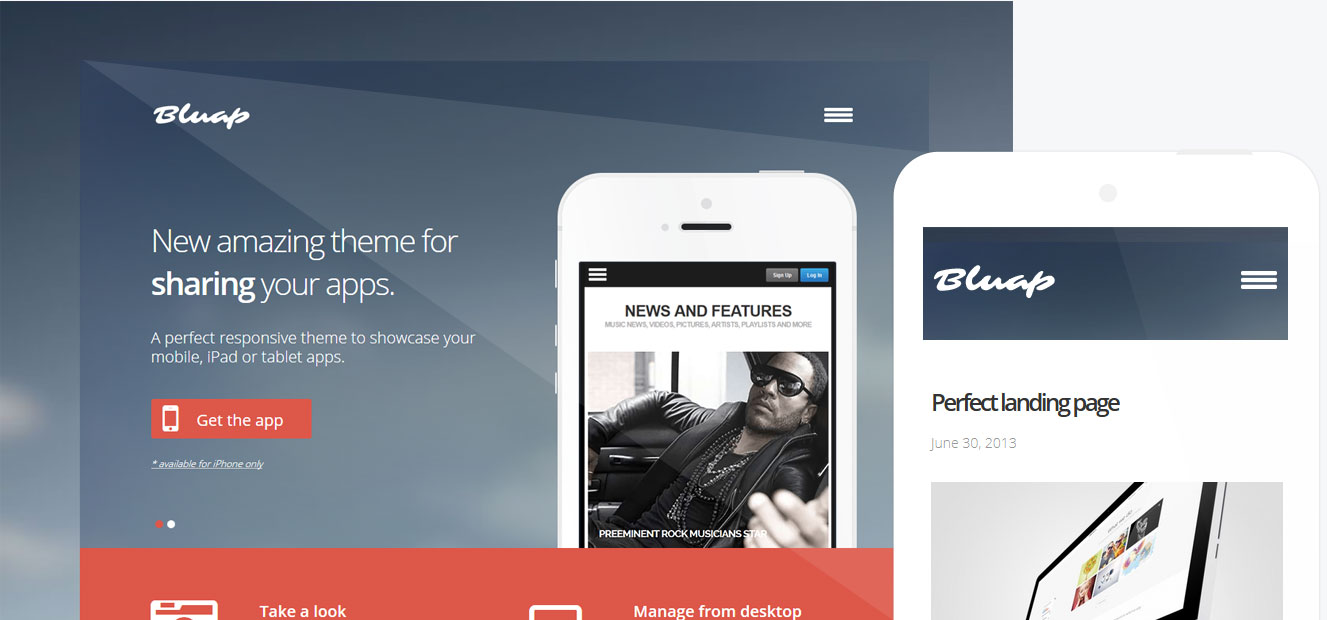 Bluap - Responsive mobile app WordPress Theme