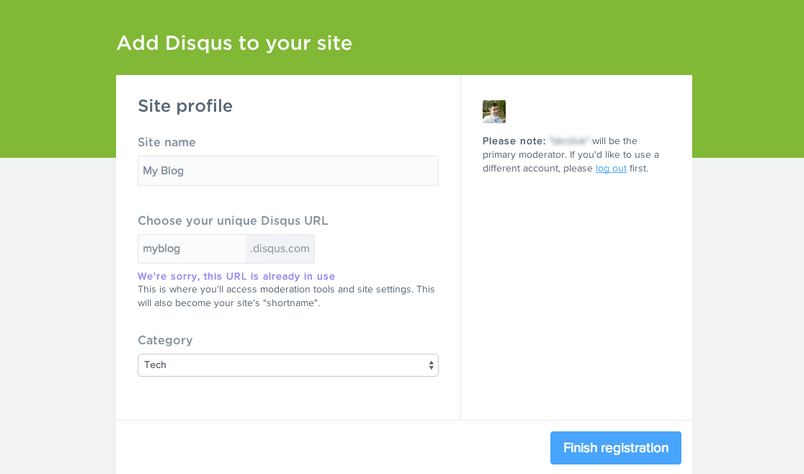 Configure Disqus comments system