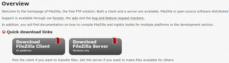 filezilla-main-page