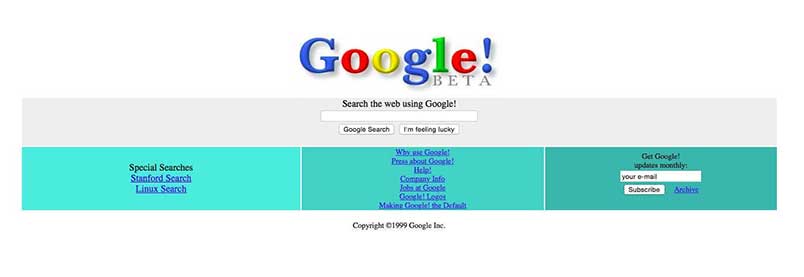 Google browser in 1999