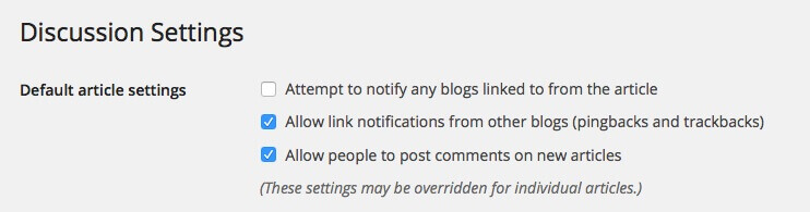 WordPress discussion settings