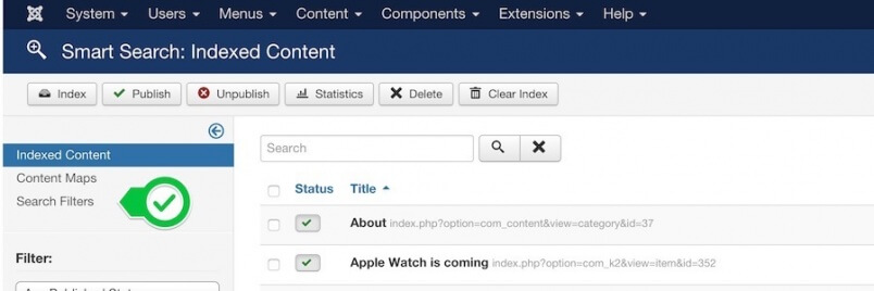 Search filters in Joomla com_finder