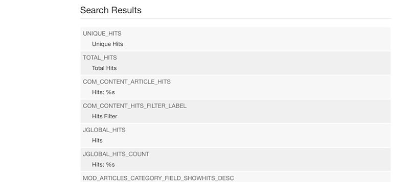 Joomla search results