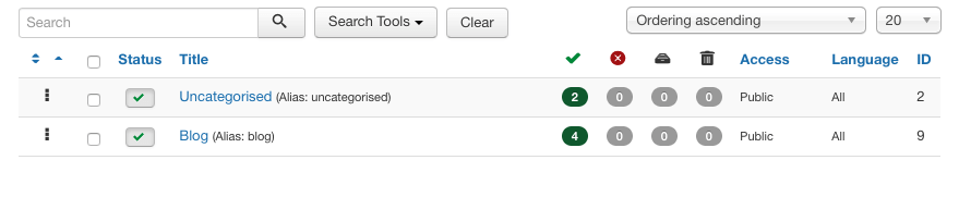 Joomla! 3.5 categories view