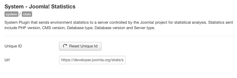 Joomla 3.5 statistics data plugin configuration