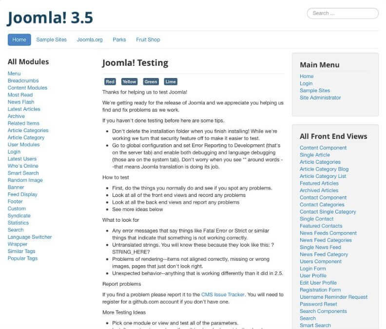 Default Joomla! template