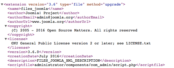 Checking Joomla! version in XML manifest file