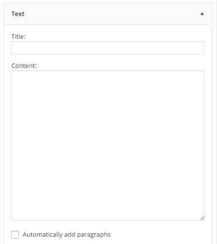 the standard wordpress text widget view