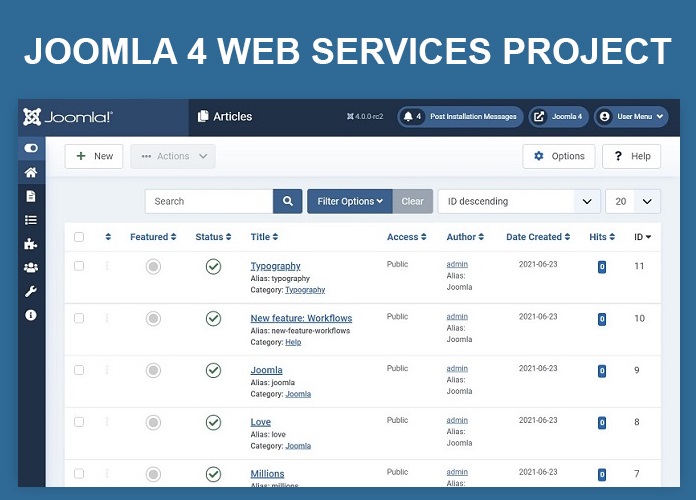 Joomla 4 web services project