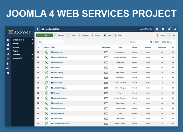 Joomla 4 web services project