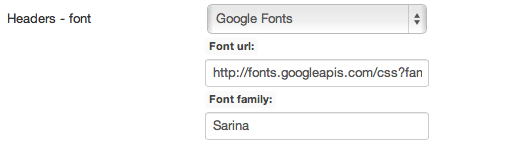 Google Fonts - template settings
