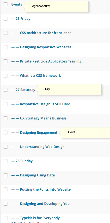 Events structure