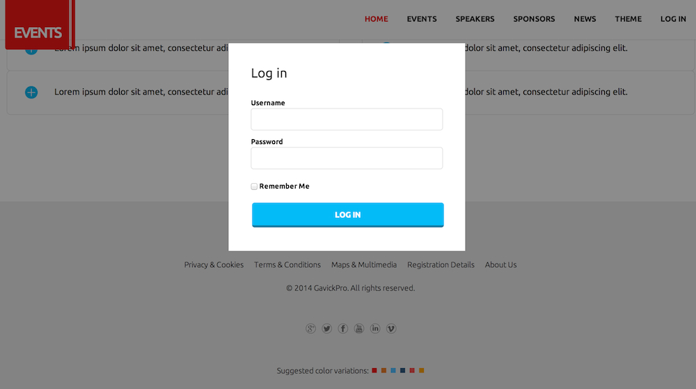 Popup login