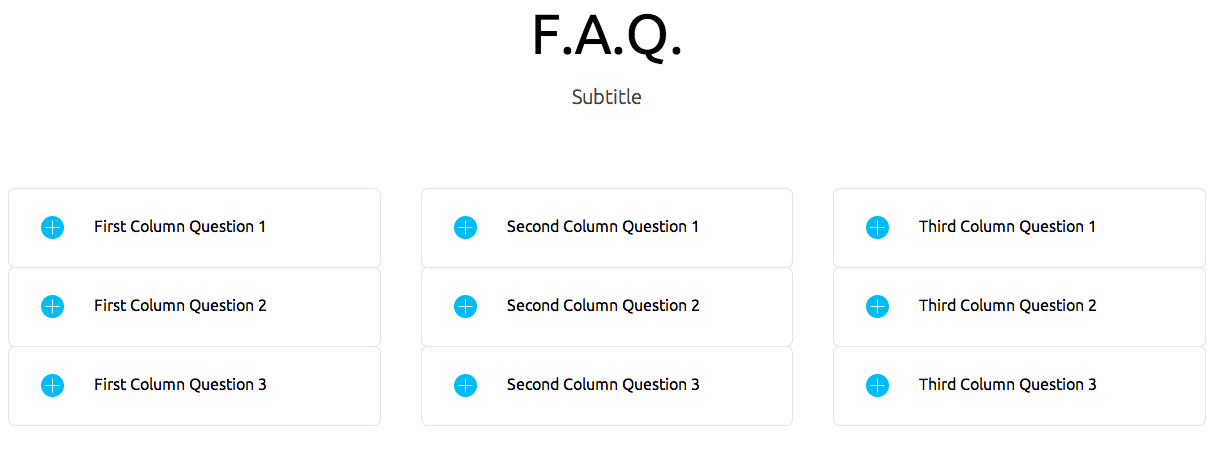 The Faq with 3 columns