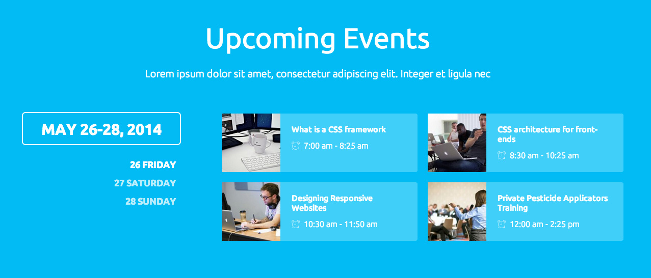 The Upcoming Events Section