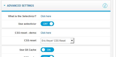 Joomla Cache settings