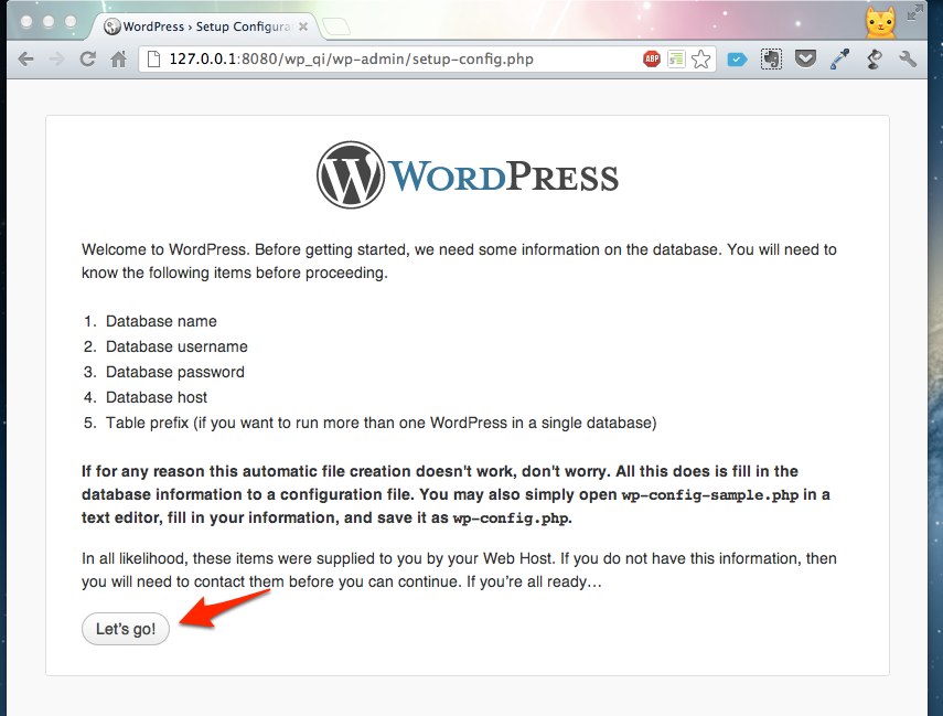 WordPress Setup Configuration File