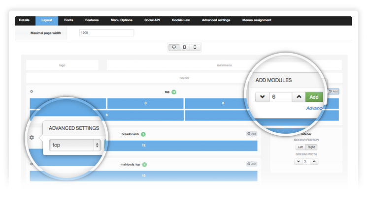 Joomla Framework  layout manager