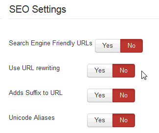 Disable all SEO settings