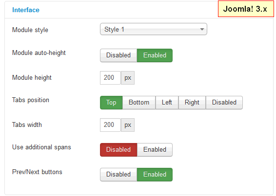 Intuitive interface of Joomla tabs module