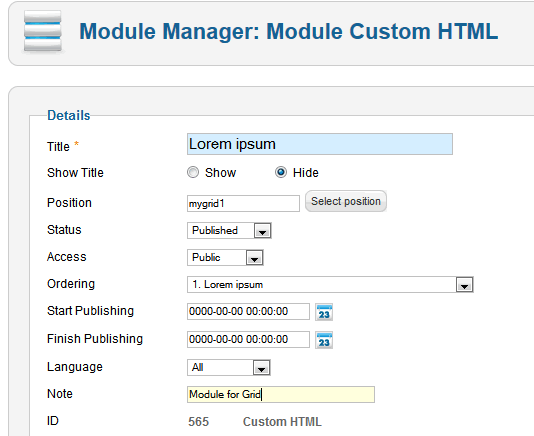 Custom module position for Grid GK5 purposes