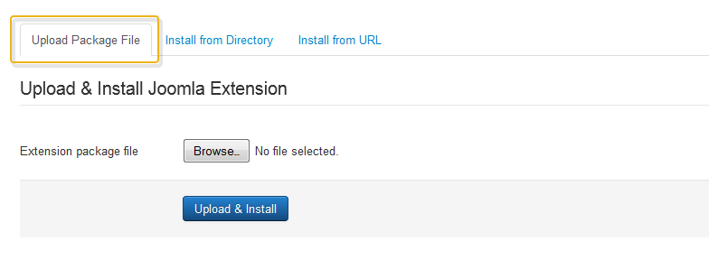 uploading template packages in joomla admin panel