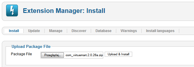 Step 1:  installing VirtueMart component