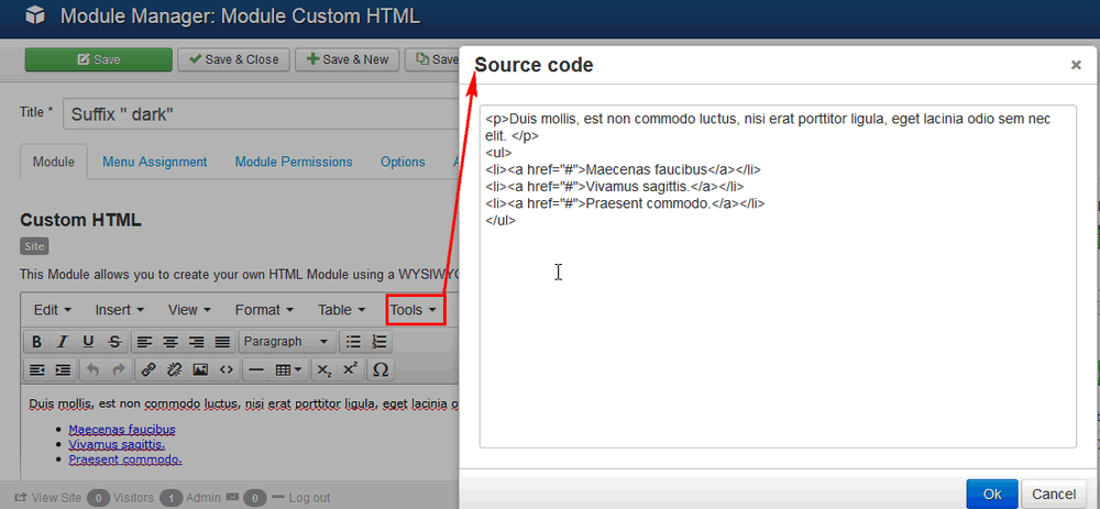 source code mode - module