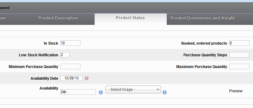 VirtueMart: Product Status