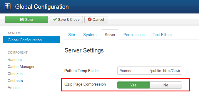 Enable Gzip for all your Joomla! websites 