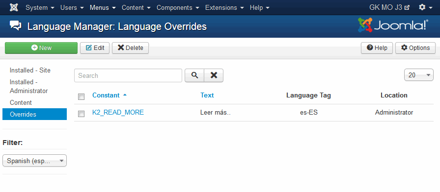 Joomla! Language Overrides Manager