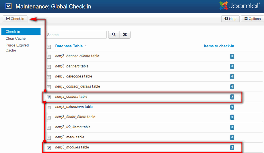 Global Check In - Joomla 3.x