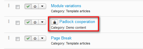 Blocked Joomla! article in J3.x  (padlock icon)