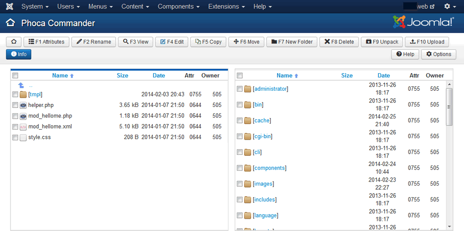 Phoca Commander - file manager for Joomla 3