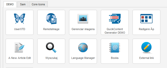 Quickicons is an easy use extension to customize your Joomla! cpanel quickicons.