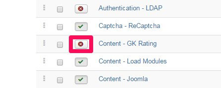 activating the review score plugin in the joomla admin area