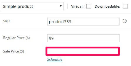 setting a sale price in the woocommerce backend