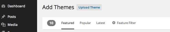 Opening the upload theme page in WordPress