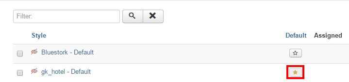 setting the default joomla template