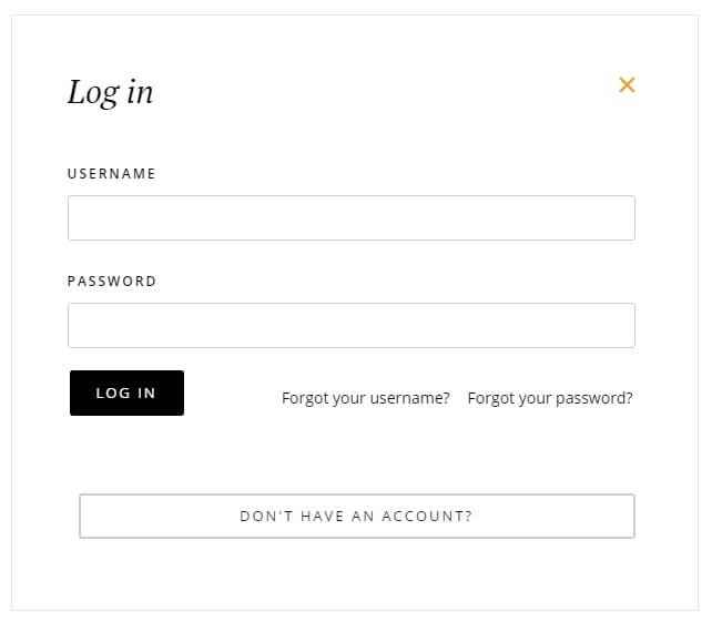 the popup login screen in the hotel joomla template