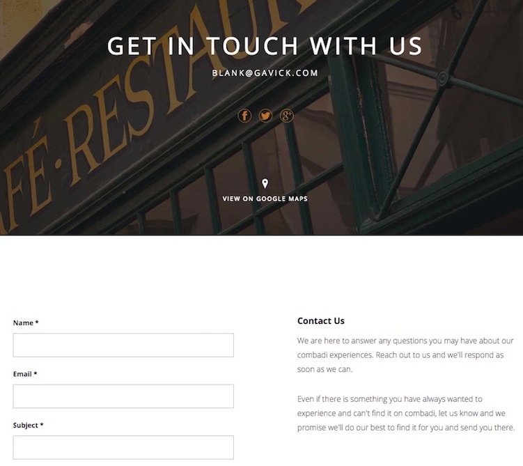 restaurant contact page