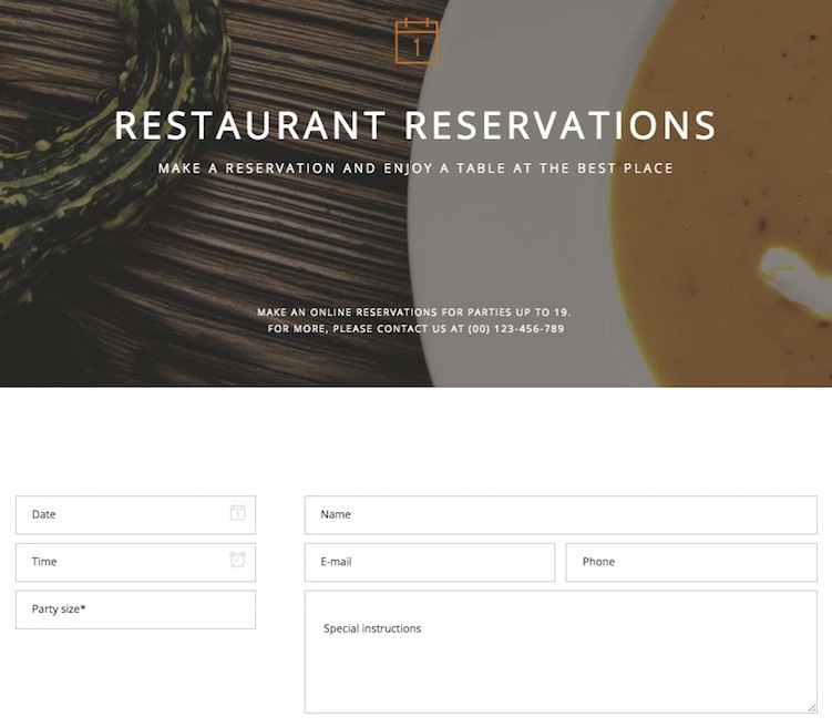 restaurant reservation page