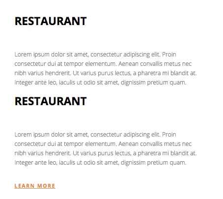 Frontpage restaurant header