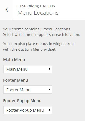 the menu locations available in the technews wordpress theme