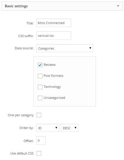 basic settings for the most commented NSP listing